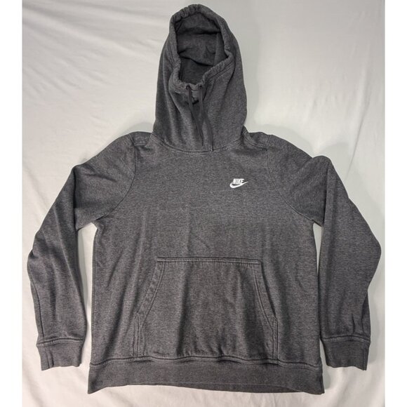 NIKE Sportswear Club Women’s LARGE Gray Funnel Neck Hoodie Sweatshirt - Picture 1 of 7